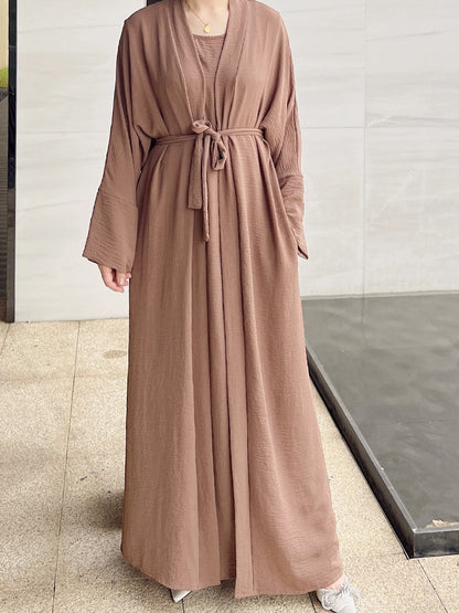 2 Piece Abaya Dress Set Muslim Women Evening Dresses