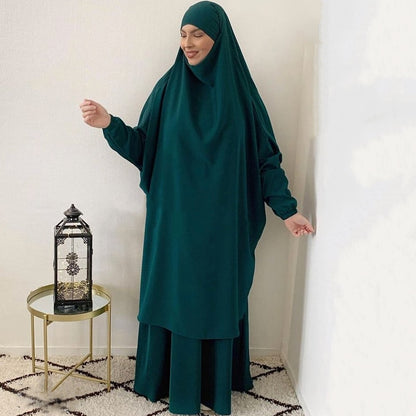 Jilbab for Women 2 Piece Set Muslim Prayer Garment Hijab Dress