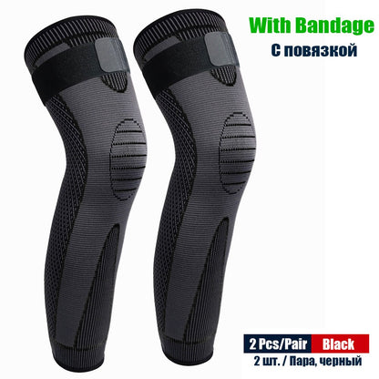 Sports Compression Leg Sleeves with Elastic Straps Extra Long