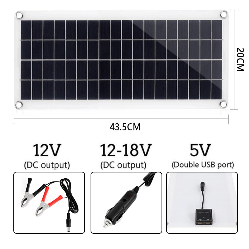 300W Solar Panel Kit Complete 12V USB With 10-60A