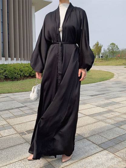 Fashion Muslim Dress Smooth Silky Elegant Pure Color