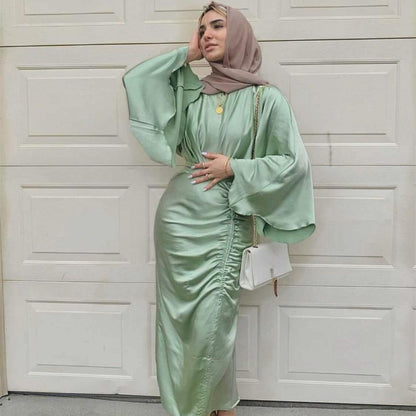 Muslim Dress Shiny Soft Silky Satin Abaya Islamic Abayas