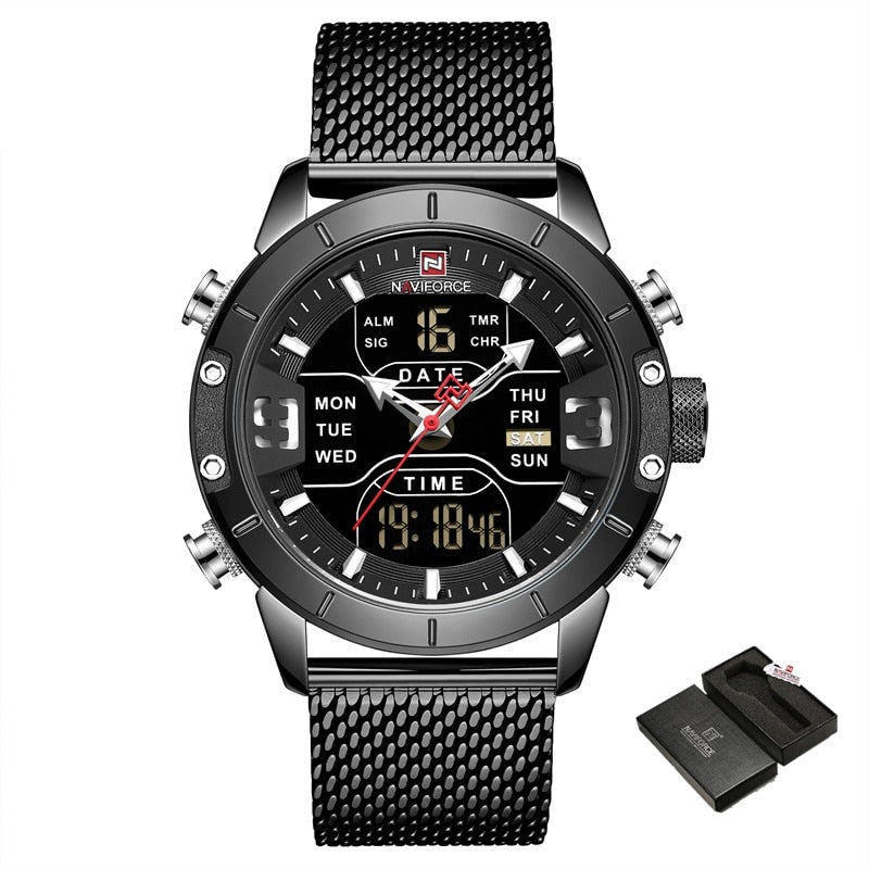 Quartz Wrist Watches Stainless Steel LED Digital Clock