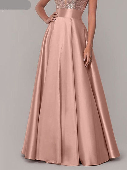 Stylish Women High Waist A-line Long Skirts