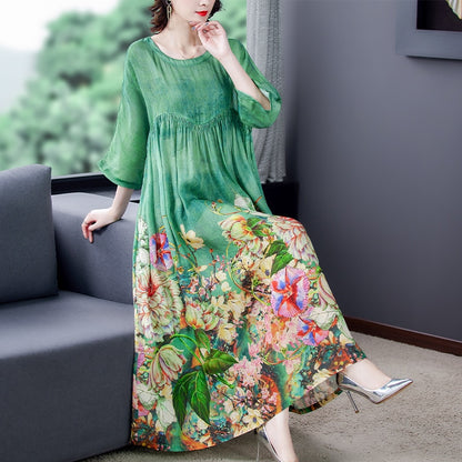 Women Dress Big Size Printed Muslim Ladies Swing