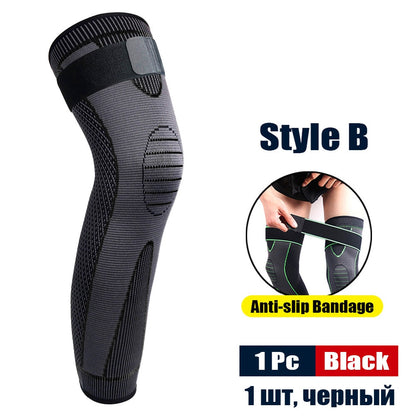 Sport Anti-slip Full Length Compression Leg Sleeves Knee Brace Support