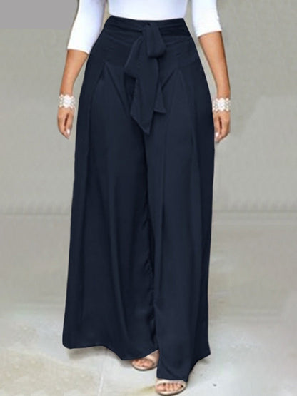 Elegant High Waist Solid Work Trousers