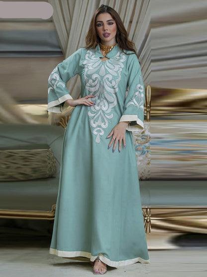 Robe Muslim Abaya Embroidered Kebaya Dress Long Sleeve Gowns