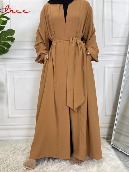 Fashion Muslim Dress Smooth Silky Elegant Pure Color