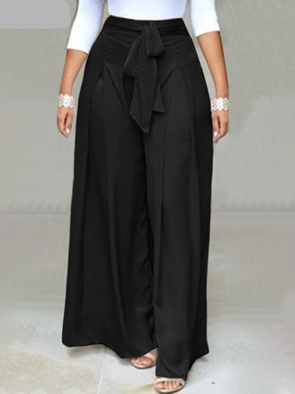 Elegant High Waist Solid Work Trousers