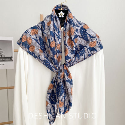 Luxury Brand Silk Satin Square Scarf Women