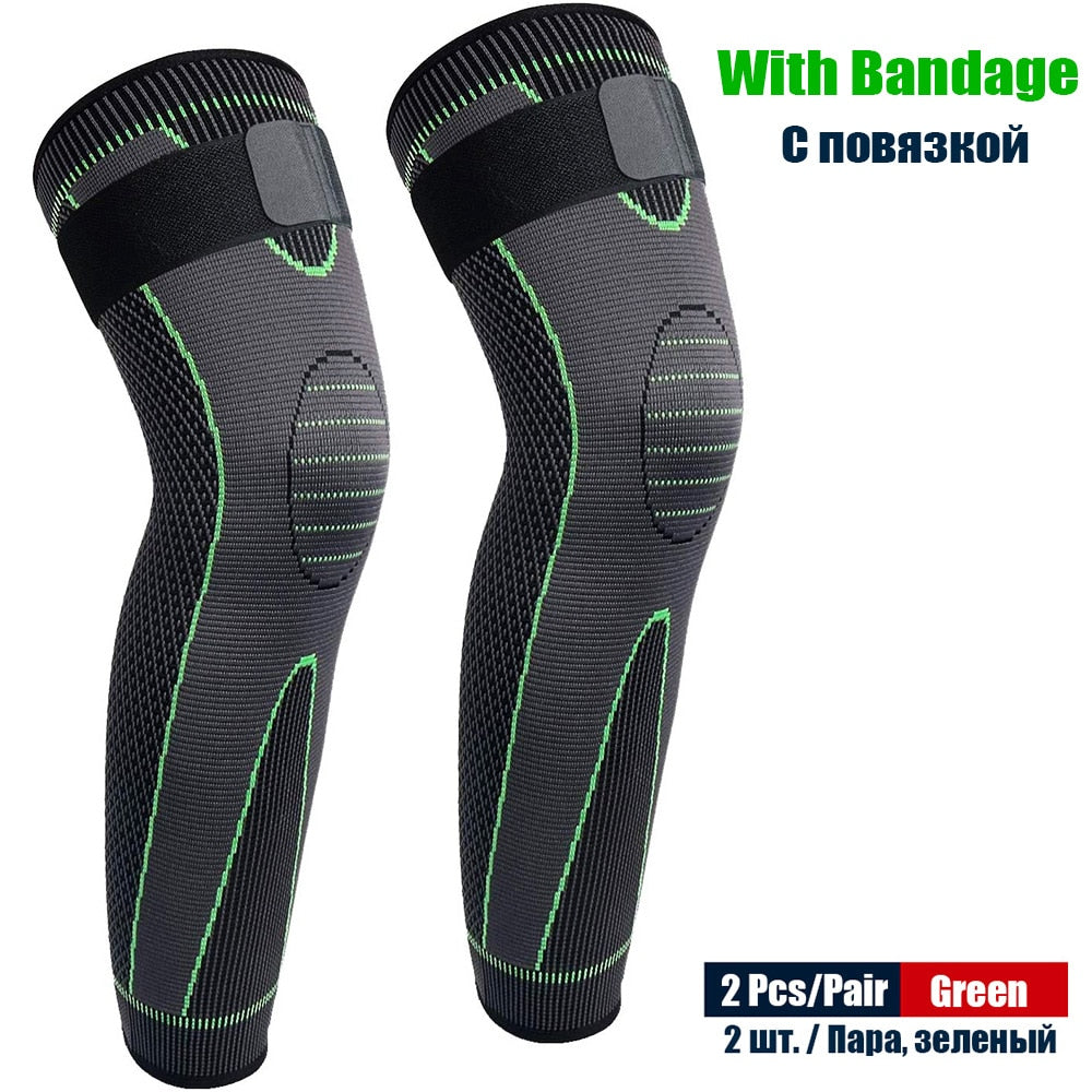 Sports Compression Leg Sleeves with Elastic Straps Extra Long