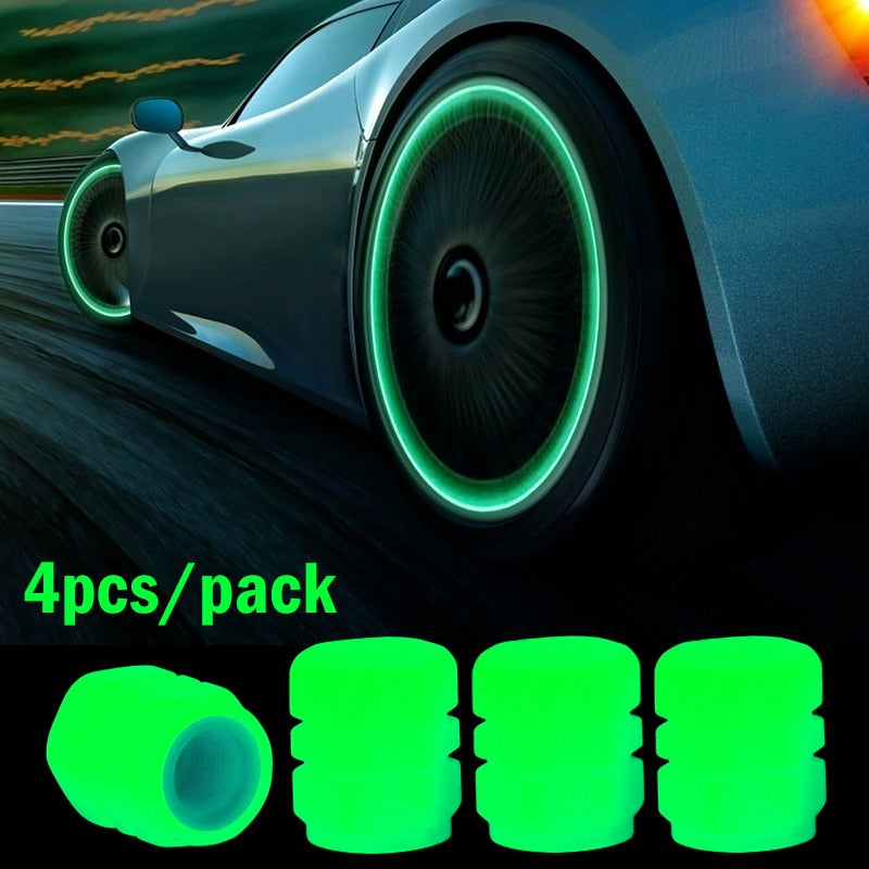 Luminous Valve Caps Fluorescent Night Glowing for Car Motorcycle Bike