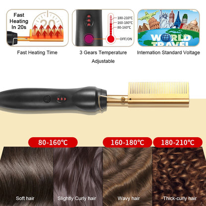 Comb Straightening Brush Electric Flat Iron Straightener