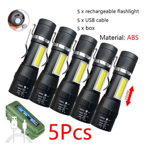 Portable Rechargeable Zoom LED Flashlight