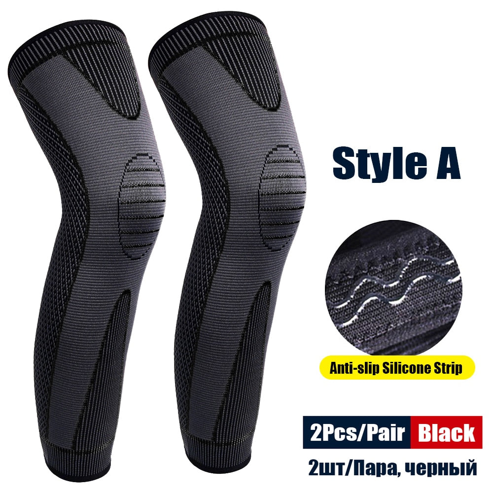 Sport Anti-slip Full Length Compression Leg Sleeves Knee Brace Support