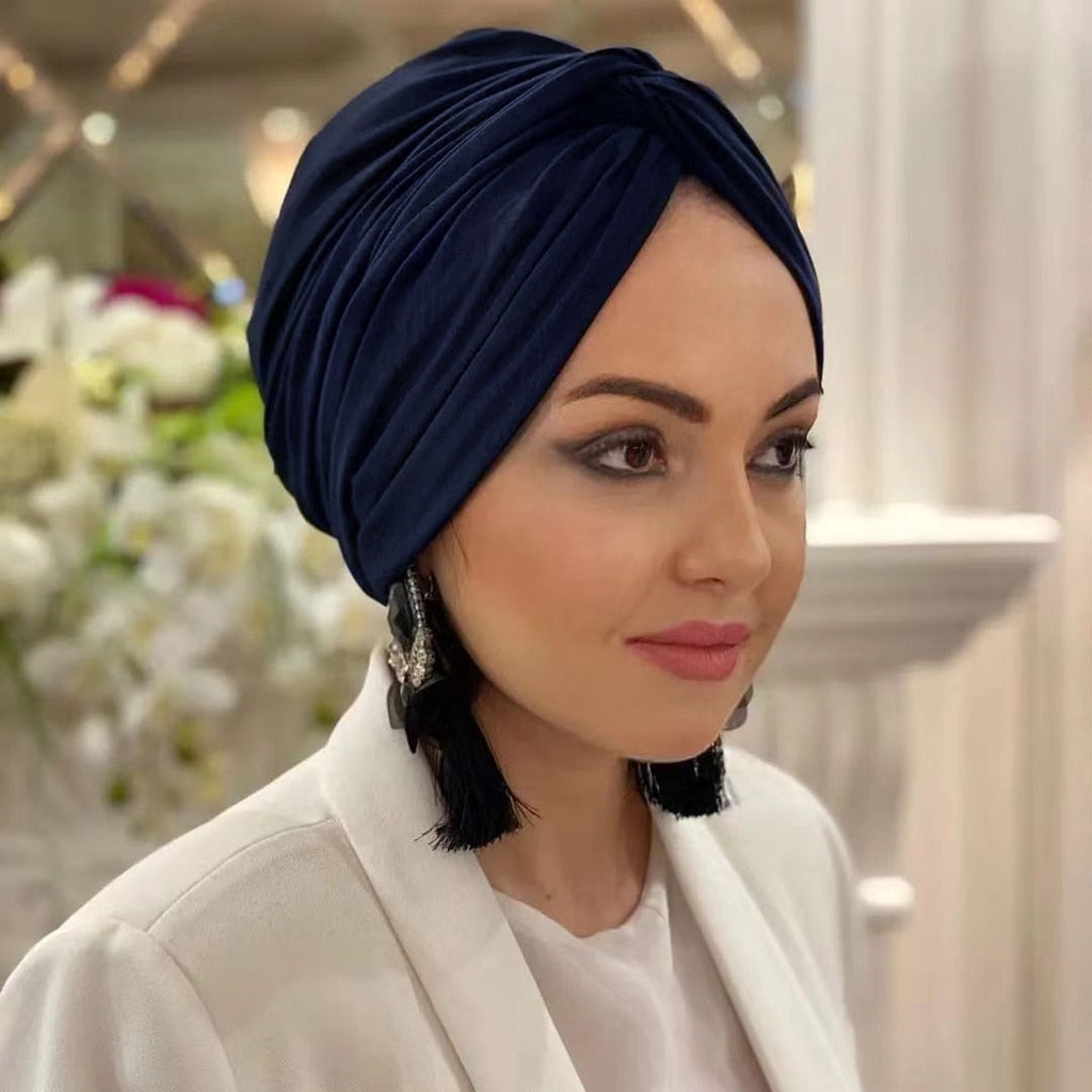 Islamic Instant Wrap Women Crinkle Arabic Modal Silk Caps