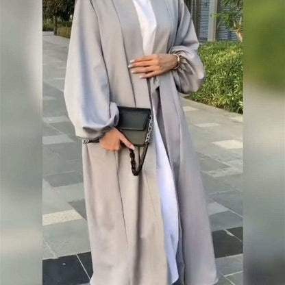 Fashion Muslim Dress Smooth Silky Elegant Pure Color