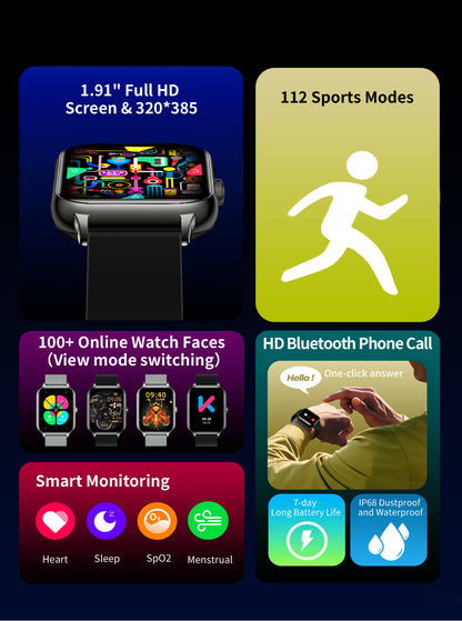 KUMI KU6 Smartwatch 1.91inch NFC Bluetooth Call