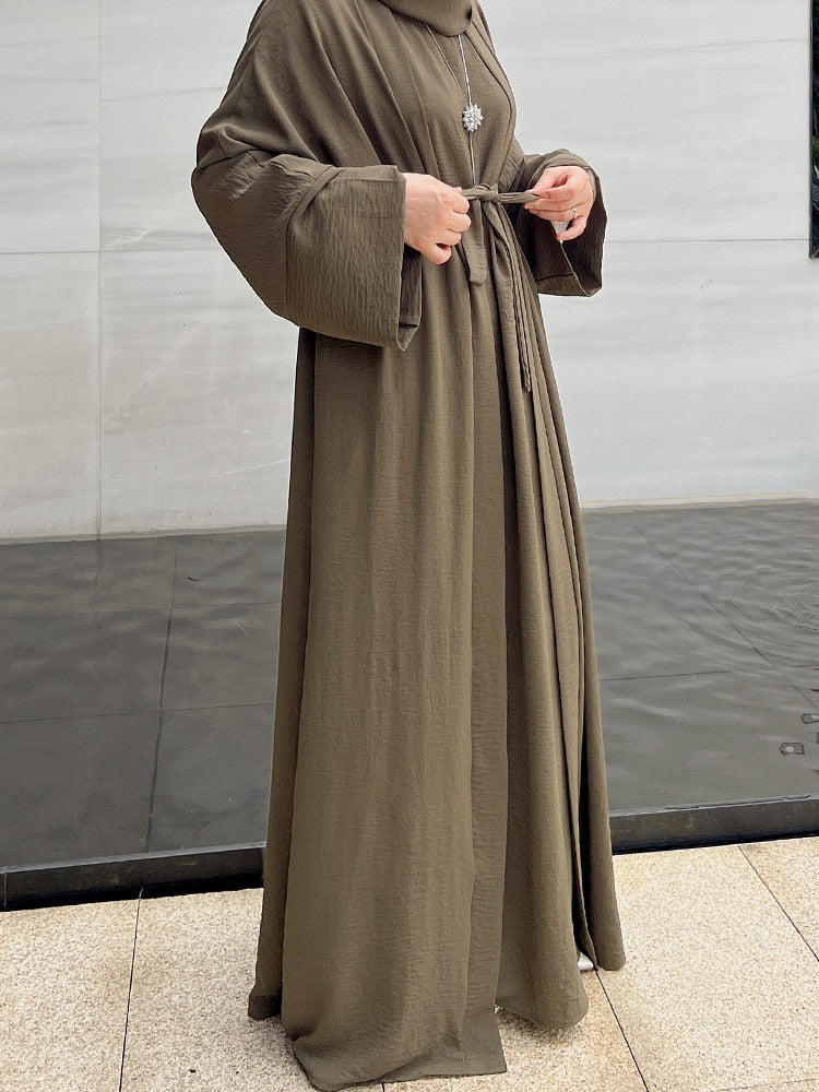 2 Piece Abaya Dress Set Muslim Women Long Dress