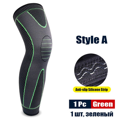 Sport Anti-slip Full Length Compression Leg Sleeves Knee Brace Support