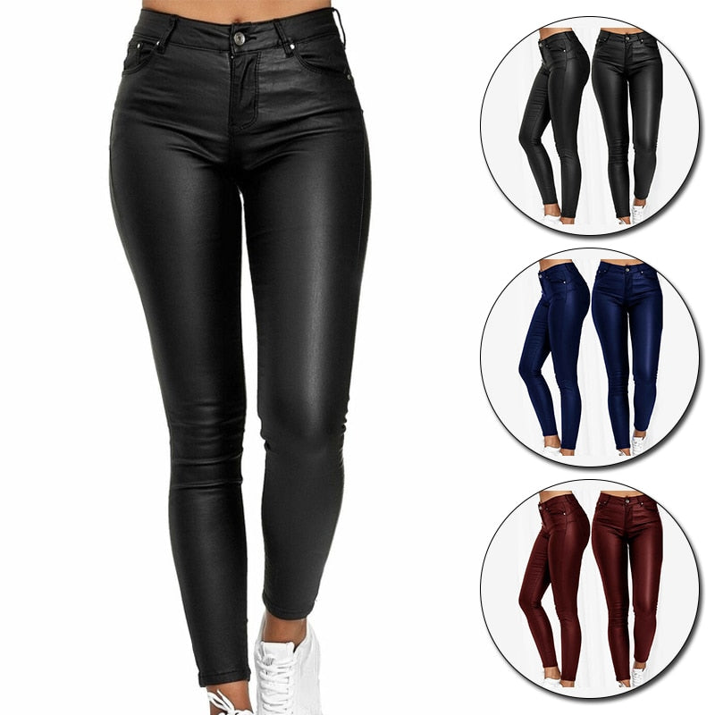 Solid Casual Sexy Stretch Bodycon Trousers