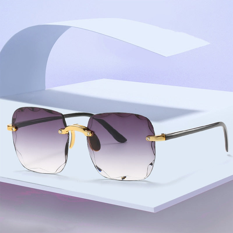 Rimless Women's Sunglasses Fashion Gradient Lenses