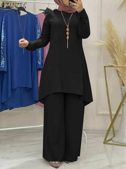 Islamic Clothing Spring Long Sleeve Sequin Blouse Pants Suits