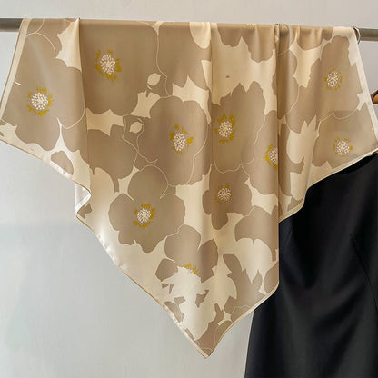 Luxury Brand Silk Satin Square Scarf Women