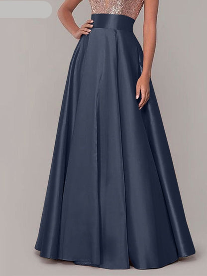 Stylish Women High Waist A-line Long Skirts