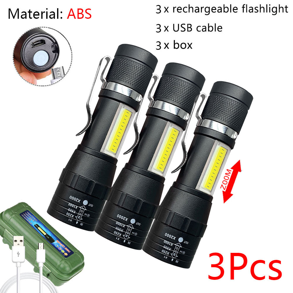 Portable Mini Led Flashlight Zoom Torch 2000 Lumens Adjustable