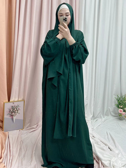 Muslim Hijab Long Dress One Piece Prayer Outfit Islamic Modest Abayas