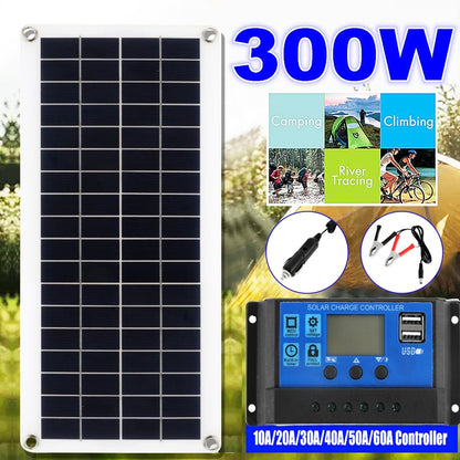 300W Solar Panel Kit Complete 12V USB With 10-60A