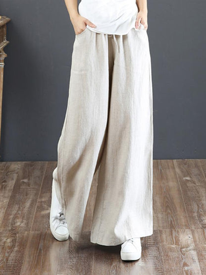 Autumn Wide Leg Pants Elegant Women High Waist Solid Flare Pants