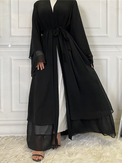 Chiffon Open Abaya Muslim For Women Kimono Modest Robe