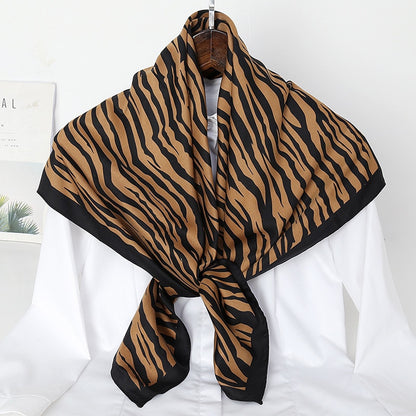 Luxury Brand Silk Satin Square Scarf Women