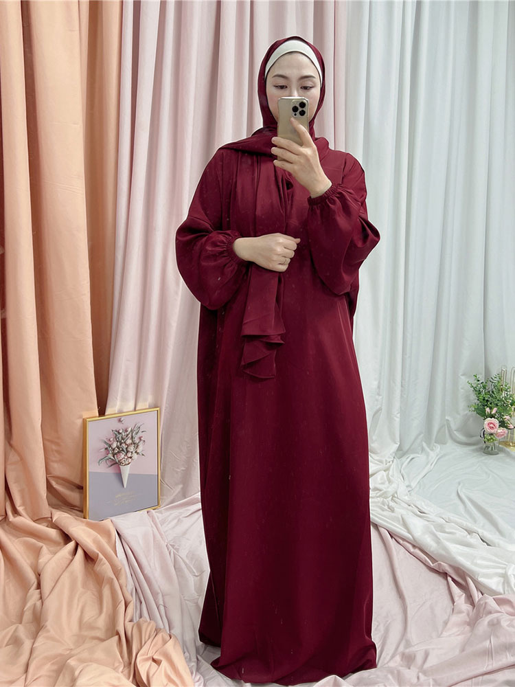 Muslim Hijab Long Dress One Piece Prayer Outfit Islamic Modest Abayas