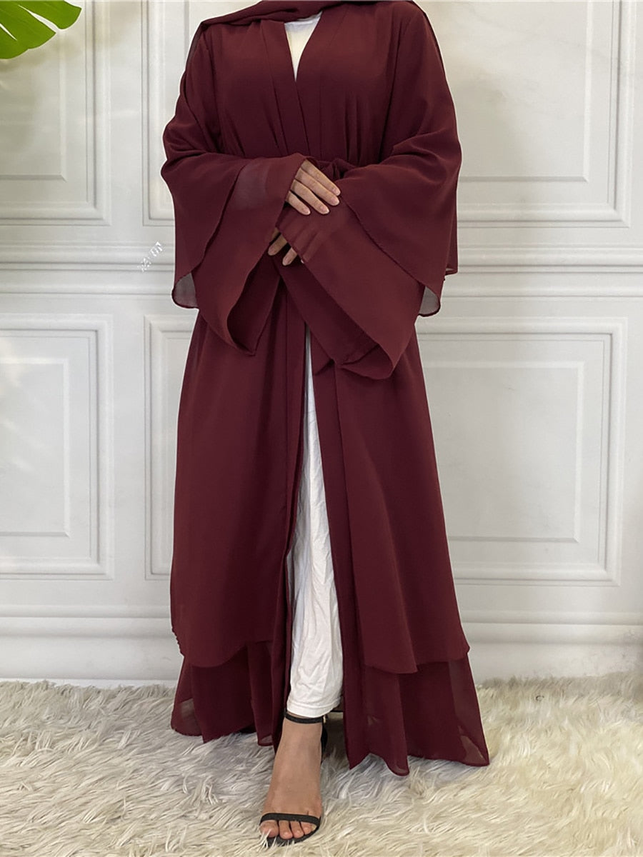 Chiffon Open Abaya Muslim For Women Kimono Modest Robe