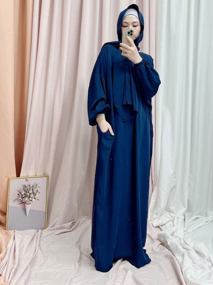 Muslim Hijab Long Dress One Piece Prayer Outfit Islamic Modest Abayas