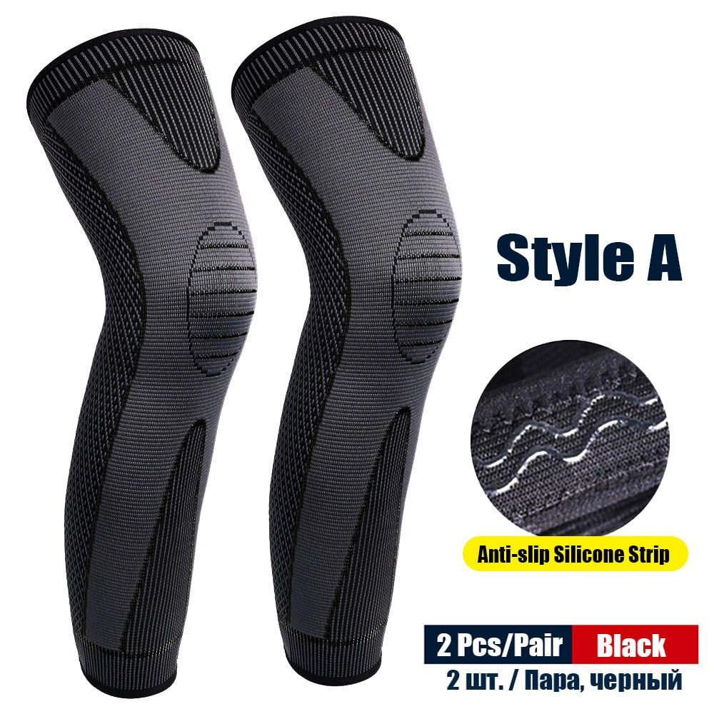 1Pair Sport Full Leg Compression Sleeves Knee Braces Support Protector