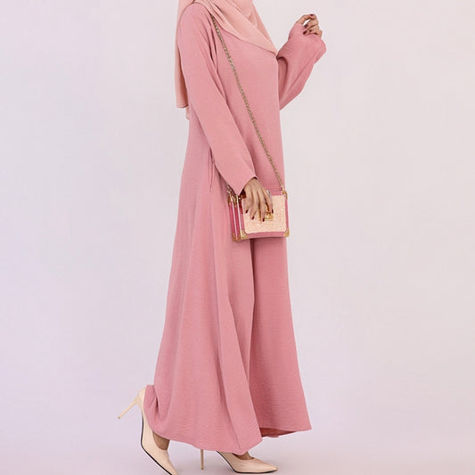 Full-Length Sleeve Soft Shiny Abaya Muslim Robe