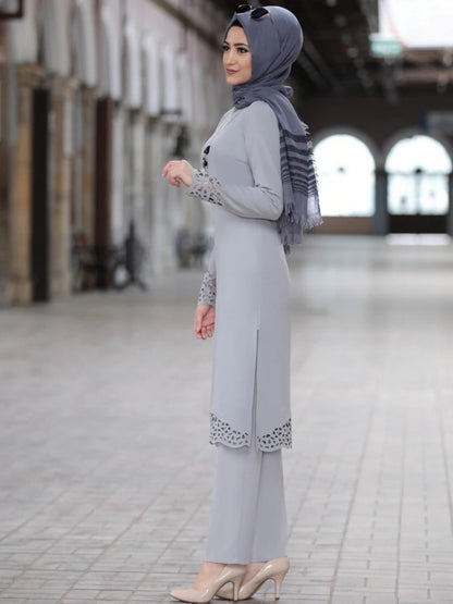 2 Piece Muslim Abaya Set Top and Pants Women