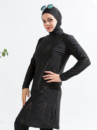 3PCS Muslim swimwear for women long sleeve swimsuit printing