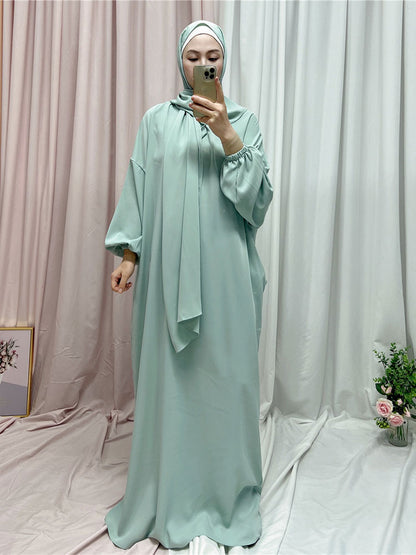 Muslim Hijab Long Dress One Piece Prayer Outfit Islamic Modest Abayas