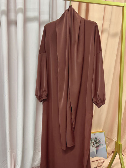 Muslim Hijab Long Dress One Piece Prayer Outfit Islamic Modest Abayas