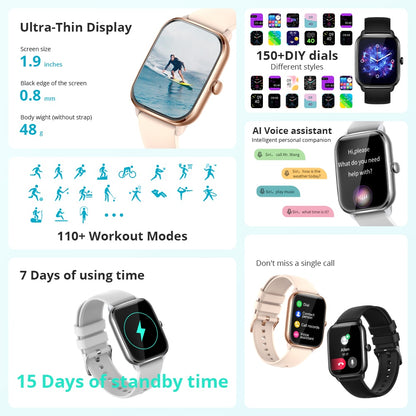 C61 Smartwatch 1.9 inch Full Screen Bluetooth Calling 100+ Sport Models