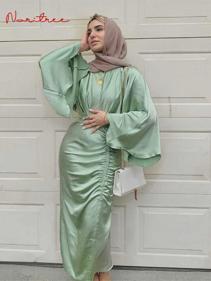 Muslim Dress Shiny Soft Silky Satin Abaya Islamic Abayas