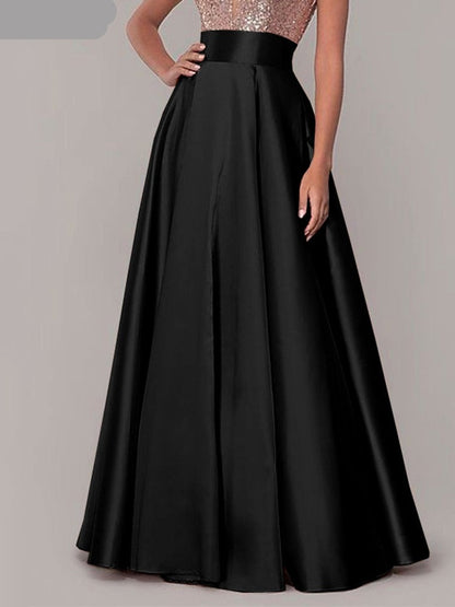 Stylish Women High Waist A-line Long Skirts