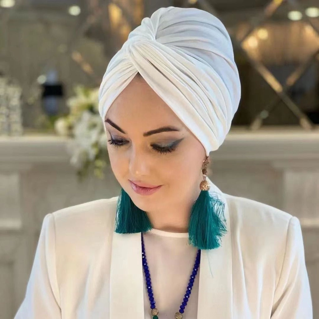 Islamic Instant Wrap Women Crinkle Arabic Modal Silk Caps