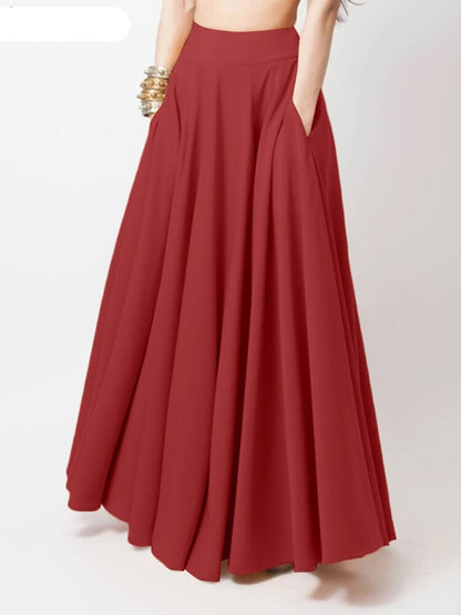 Casual Elegant A-line Women Maxi Long Skirt High Waist